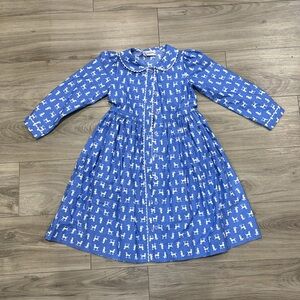 Rachel Riley Blue Poodle Button Down Dress